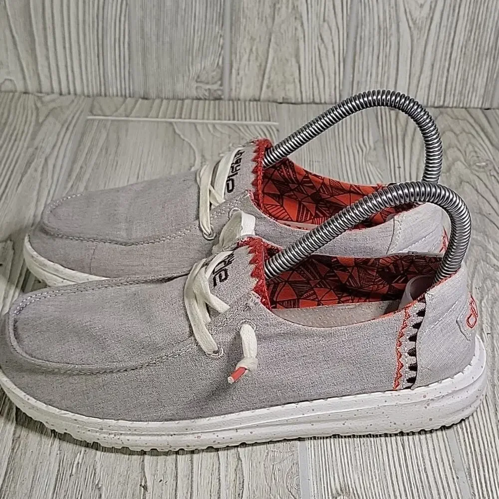 Hey Dude Wendy Fawn Inca Grey Loafers Womens Size 6